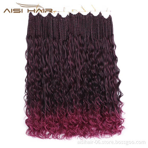 Aisi Hair Goddess Faux Locs Crochet Braids Hair Extensions Synthetic Ombre Purple Faux Locks Braids Hairpieces For Black Women